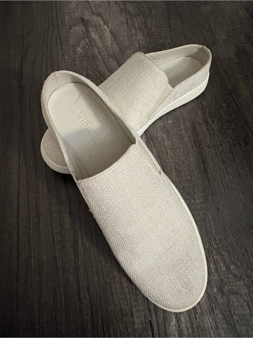 Vince Cream Slip-On Platform Mule-Size 6